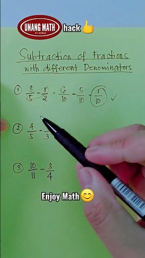 Subtraction of Fractions with Different Denominators #shorts #fractiontricks #mathtricks #maths
