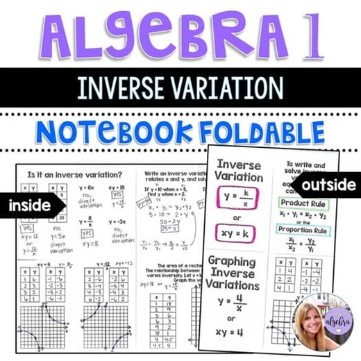 Algebra 1 - Inverse Variation Function Interactive Notebook Foldable