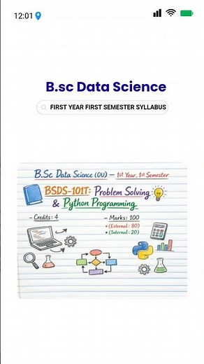 B.Sc Data Science 1st Semester Syllabus 📘 #BScDataScience #OU #Syllabus #1st year #Coding #1 Sem