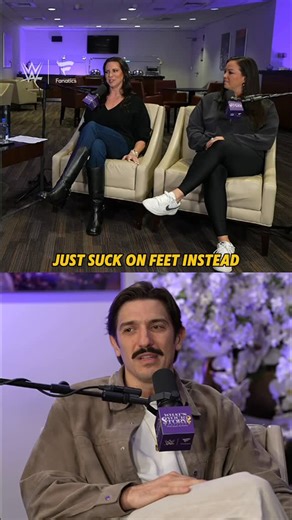 Stephanie McMahon on Instagram: "Go suck on some feet @andrewschulz ! 藍藍藍 maybe a new line of business? Please join us for a very inappropriate edition of #whatsyourstory. @elyseashleigh @wwe @fanatics"