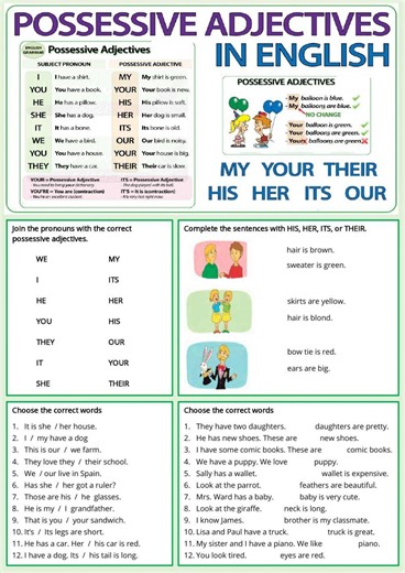 Possessive Adjectives online exercise for Primary 5/6