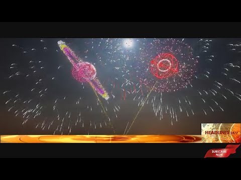 Amazing 64 seconds of fire works in Japan - Mount Fuji | spherical pyrotechnics