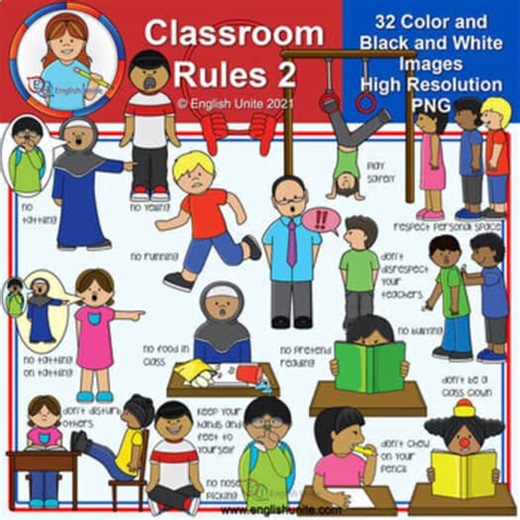 Classroom Rules Clip Art Bundle – 64 PNG Images