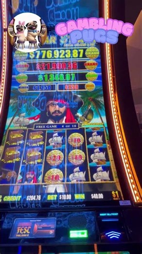 Dollar Storm Buccaneer Bonus! $10 Bet on $1 Denom 💥 | Gambling Pugs #short #DollarStorm #MegaGrand