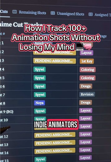 Organizing Animation Shots in Notion = Sanity Saved 😵‍💫✅ #anime #notion #howtomakeanime #howanimeismade #animebehindthescenes #animation #behindthescenes