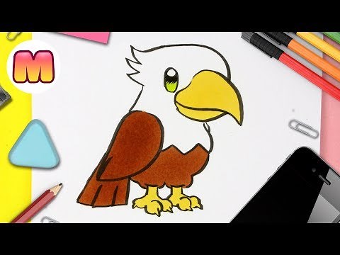HOW TO DRAW A KAWAII EAGLE - easy kawaii drawings - Learn to draw kawaii animals