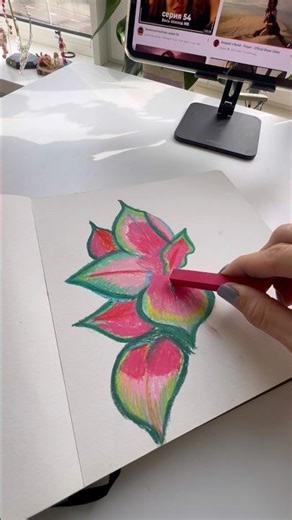 Simple flower with bold pastel colors #easydrawing #painting #shorts