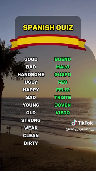 Translate Adjectives into Spanish Quiz