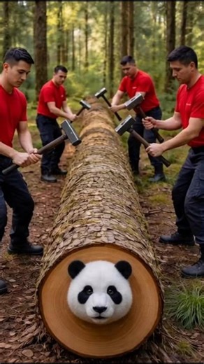 🐼 Trapped Inside a Tree?! This Forest Scene Went Viral 🌲#aishorts