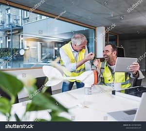 Engineer Giving Fist Bump Colleague Office Stock Photo 2273075825 | Shutterstock