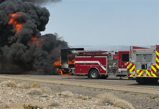 Tractor-trailer fire halts traffic on I-15 in California: CHP