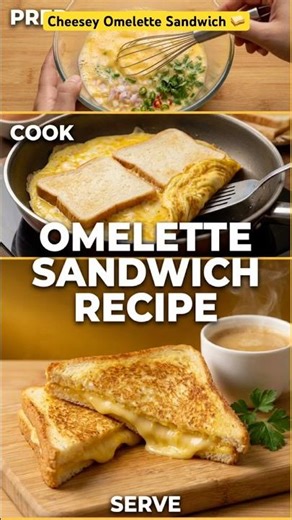 Quick 5-Minute Omelette Sandwich for Busy Day😱#youtubeshorts #easyrecipe #viral #food #eggsandwich