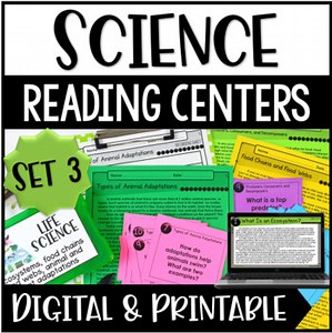 Science Centers with Reading Passages Set 3 ∣ Life Science with Digital