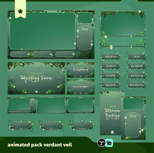 Animated Verdant Veil Stream Overlay: Cozy Green Jungle for Twitch, Tiktok and Obs/streamlabs - Etsy