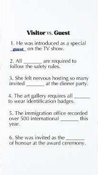 Visitor vs Guest Explained | Common English Mistakes to Avoid | Learn the Difference Fast!
