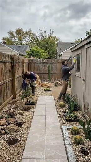 This dry, lifeless yard turned into a desert paradise… wait for the glow-up 🌵🔥