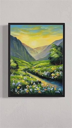 Beautiful Sunrise Landscape | Step by Step Acrylic Painting | Relaxing Art Demo - Credit: MAY Art