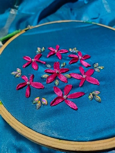 Easy ribbon embroidery design for beginners #handembroidery #ribbonembroidery #easy | Mk handicraft