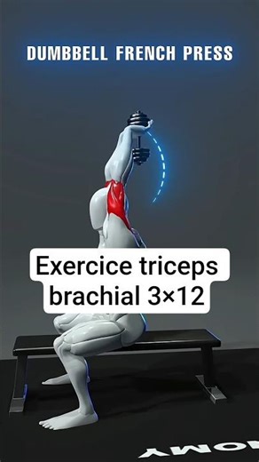 DUMBBELL FRENCH PRESS exercice triceps brachial 3×12 #exercise #fitness #triceps