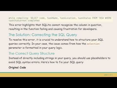 Solving SQLite's no such column Error in Your Android To-Do List App