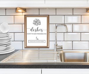 Funny Kitchen Dishes Sign: Printable Kitchen Decor (PDF) - Etsy