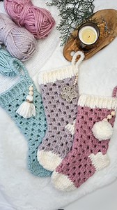 1.4M views · 9.1K reactions | ✨ Comment SUGARPLUM for the links to this FREE pattern!These cute granny stockings can be made in as little as 1.5 hours!  FREE on the blog  Available is US and UK terms  Step by step video tutorial#CrochetStocking #HolidayCrochet#SugarplumGrannyStocking#CrochetHoliday #christmasdecor #CrochetChristmas | Bella Coco Crochet | Facebook