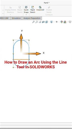 How to Draw an Arc Using the Line Tool in SOLIDWORKS #solidworkstutorial #solidworks #learncad