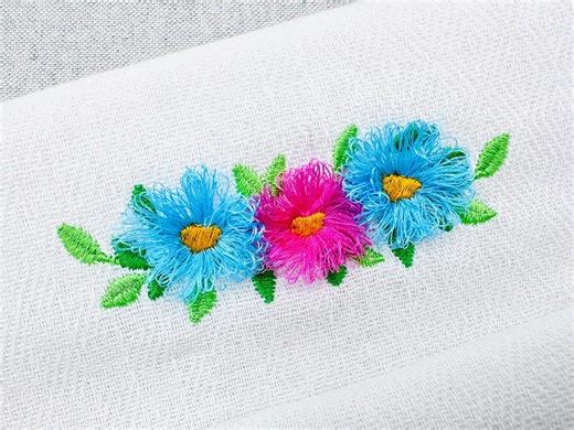 Mini Fringed Floral Border SET of 2 Types Fringe Fluffy Chenille Summer Flower Kids Baby Girls Monogram Acent Machine Embroidery Designs - Etsy