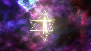 Premium stock video - A looped 3d animation of the rotation of two tetrahedrons inside which is a luminous man