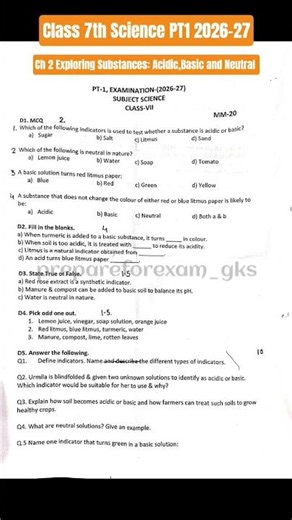 Class 7th Periodic Test 1 Science #curiosity #ch2 #prepareforexam_gks #ncert