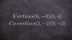 Conic section: plotting the vertices and co-vertices to write the equation of the ellipse