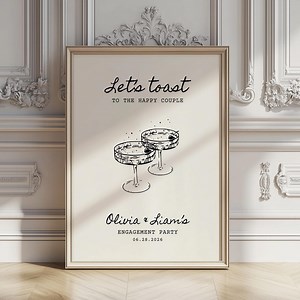 Engagement Party Welcome Sign, Couples Shower Invite, Engagement Welcome Sign, Champagne Engagement Welcome Sign, Hand Drawn, Template - Etsy