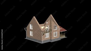 Home construction. Build structure. Time-lapse 3d animation showing a process of building of the house. House animation being assembled.