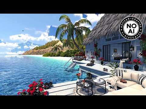 Maldives Beach House | Day & Sunset Ambience | Ocean Waves & Tropical Nature Sounds