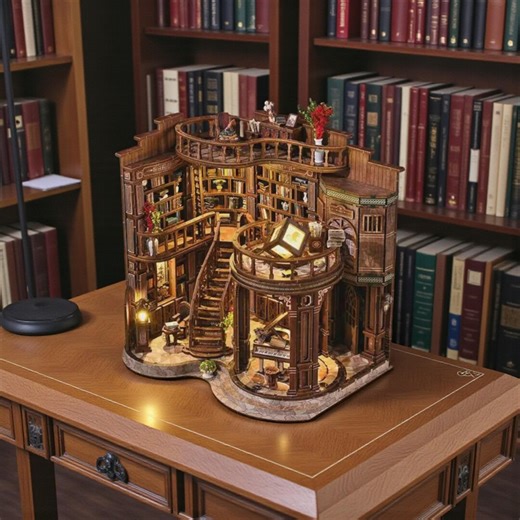 Dreamy Book Hall Book Nook Kit – DIY Miniature Library Scene With LED Lights – Handmade Wooden Bookshelf Decor for Book Lovers - Etsy