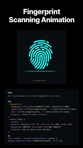 Fingerprint Scanning Animation Using HTML CSS & JavaScript 🔥 #coding