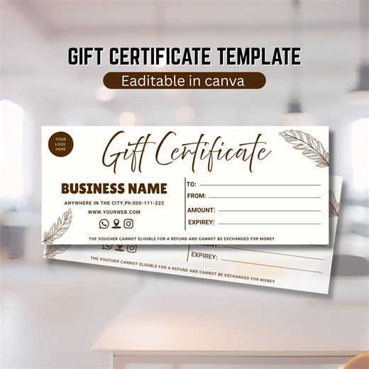 Boho Gift Certificate Template, DIY Printable Gift Voucher Certificate, Editable Gift Card, Spa Gift Certificate, Canva Template, Add Your - Etsy