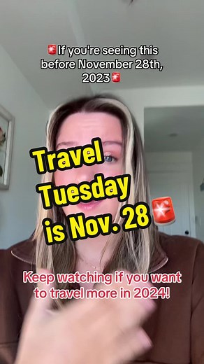 Do you have Travel Tuesday on your calander?✈️🗓️ November 28 is travel Tuesday, which is basically the Black Friday of cheap travel deals. If you wanna travel more in 2024 you’ll want to make sure that you are maximizing all the cheap flight and hotel deals that travel Tuesday brings. #cheaptravel #traveltuesday2023 #greenscreen