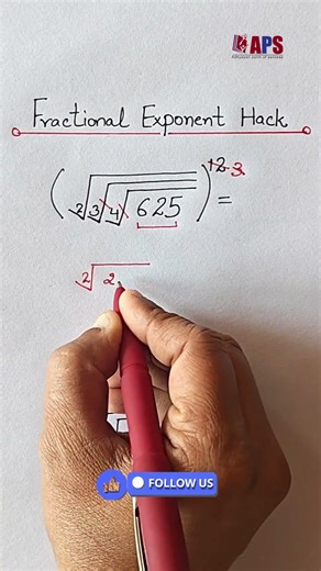 Fractional exponent hack 😮Can you solve this? 👇Don’t skip! 🎯#students #quicklearning #aps
