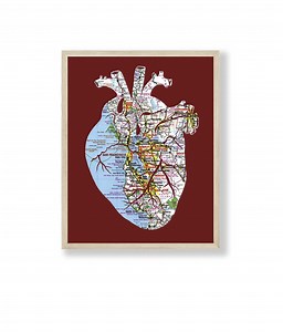 Bay Area Map Heart Art Print // San Francisco Print 11x14 or 20x24 // Medical Student Gift // Personalize With Custom Map - Etsy
