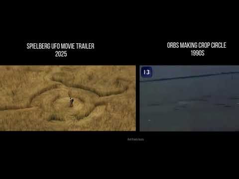 Spielberg's new UFO movie trailer crop circle and a video from the 90s of orbs making a crop circle