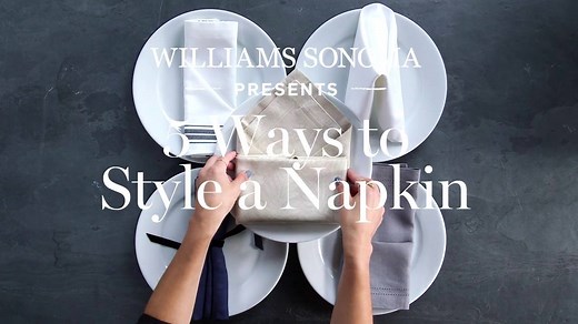 No swans here! Learn 5 fast easy ways to fold and style a napkin that feel timeless yet modern. Shop all napkins: http://wsono.ma/6188EDrns | Williams Sonoma