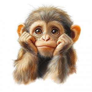 16 Cute Baby Monkey Clipart PNG Bundle | Big-eyed Jungle Animal Sublimation Graphics | Sad Cartoon Monkey Art to Print - Etsy