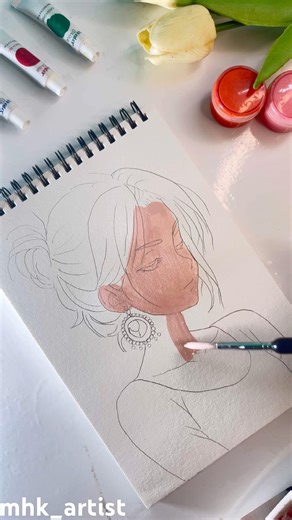 Aesthetic girl 💐#shorts#drawing #art ##artist #sketch #portraitdrawing #aestheticart #artshorts