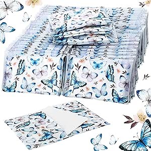 Geyee 50 Packs Facial Tissue Travel Packs Disposable Pocket Tissues for Wedding Guest Travel School Purse Home Supplies, 500 Sheets 3 Ply(Vintage Butterfly)