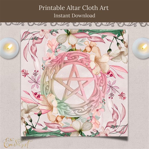 Printable Pentacle Altar Art | Floral Pagan Protection Sacred Space (digital Download) - Etsy UK