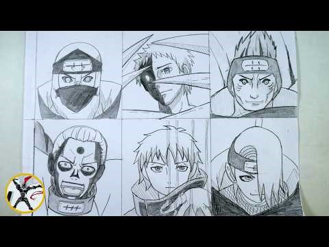 ONE METHOD DRAWING AKATSUKI MEMBERS | How to Draw AKATSUKI Easy Step by Step | NARUTO Drawing