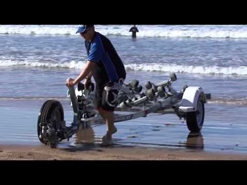 How to beach launch a boat in the surf.