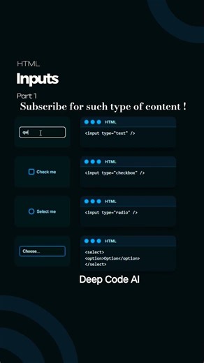 Input type in html #deepcodeai #aiwebsites #python #html #webdevelopment #programming #shorts