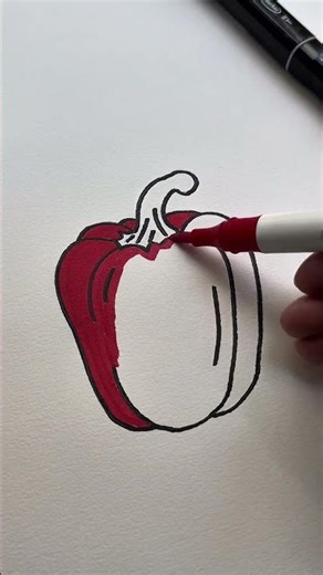 Easy Red Pepper Drawing 🌶️ | #shorts